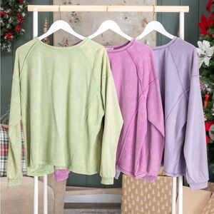 Easel terry knit sage pullover